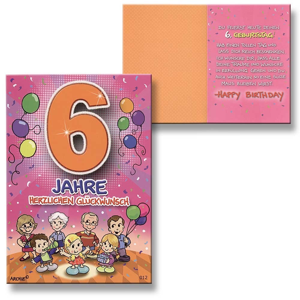 Archie Geburtstagskarte zum 6. Geburtstag Mädchen orange Glückwunschkarte Kinder eBay