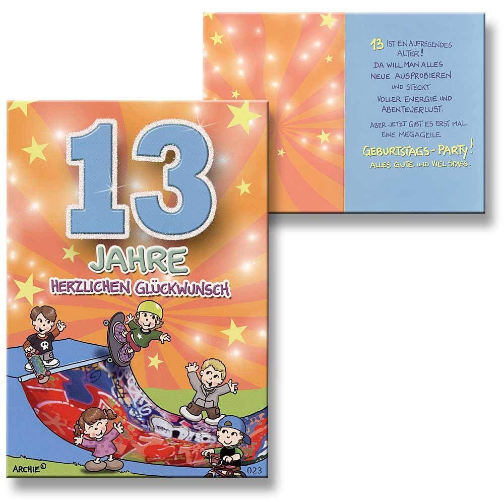 Archie Geburtstagskarte zum 13. Geburtstag Junge Mädchen blau