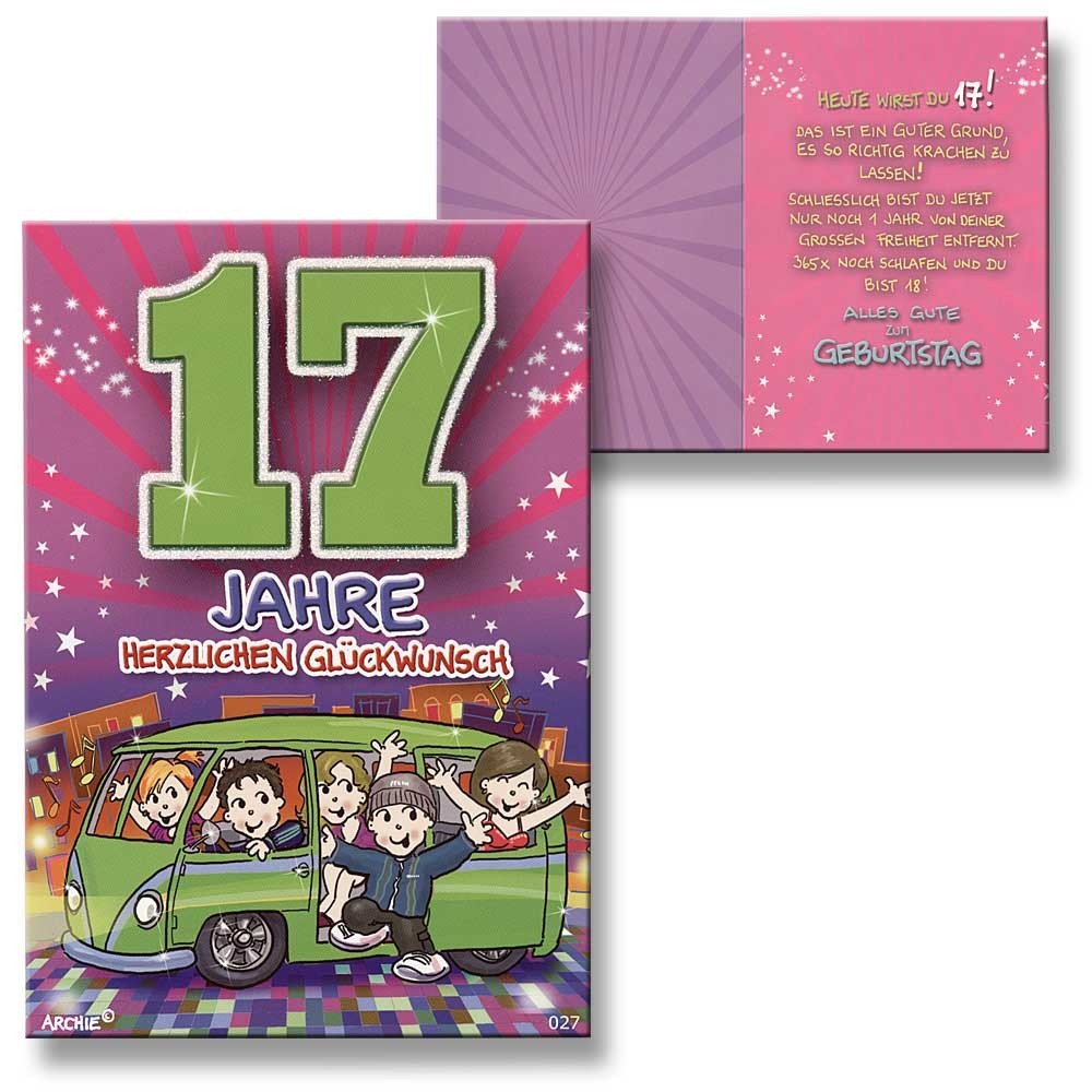 Archie Geburtstagskarte zum 17. Geburtstag Junge Mädchen grün