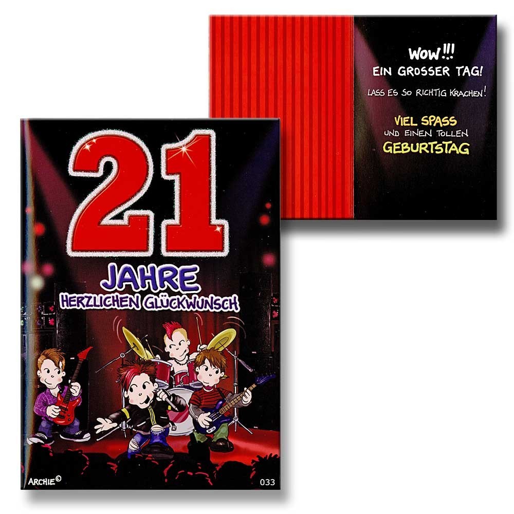 Archie Geburtstagskarte zum 21. Geburtstag Junge Mädchen lila schwarz