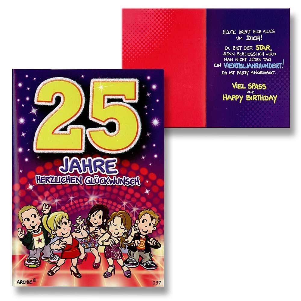 Archie Geburtstagskarte zum 25. Geburtstag Junge Mädchen lila