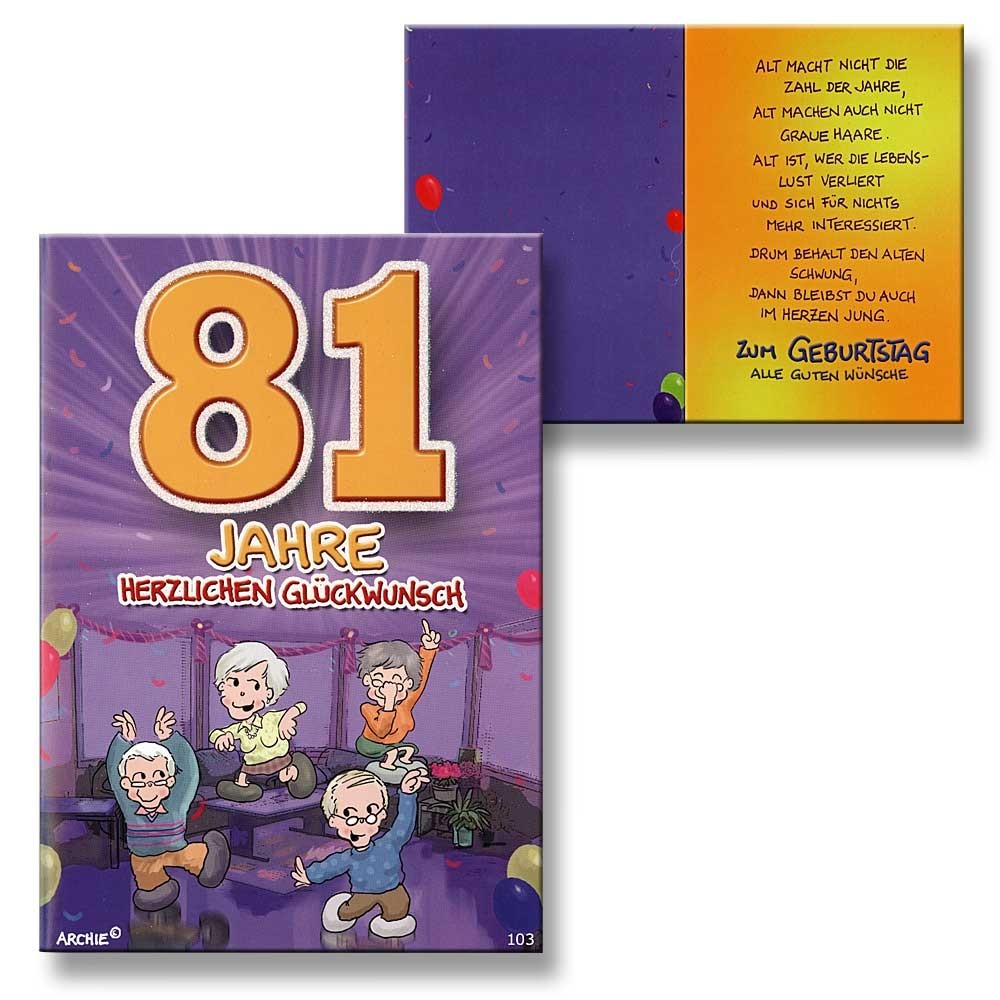 Archie Geburtstagskarte zum 81. Geburtstag Junge Mädchen lila