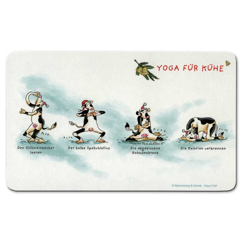 Weihnachten 2022 Yoga Schneidebrettchen Frühstücksbrettchen Yoga für Kühe 23 x 14 cm